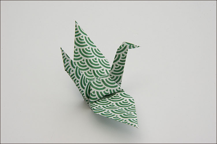 Green Origami Crane