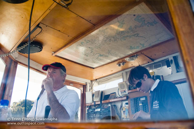 Captain giving a guide tour on the trip to Cockatoo Island