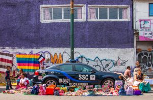 Surrounded by street vendors