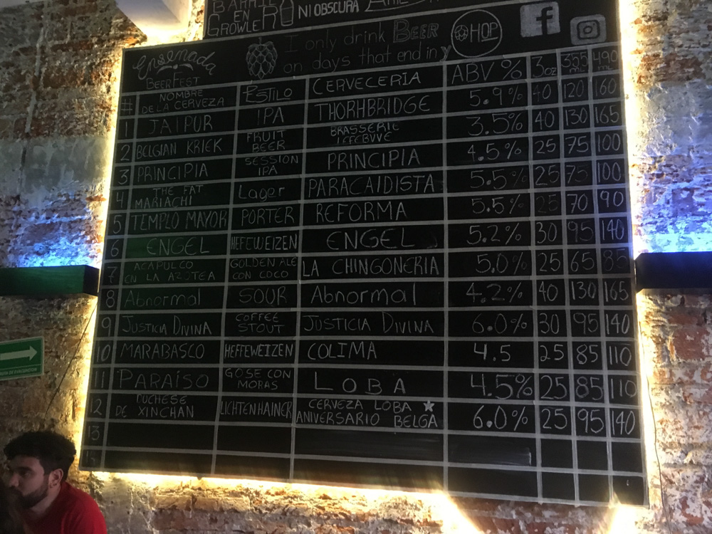 Beer board at HOP The Beer Experience 