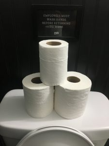 With toilet paper rolls
