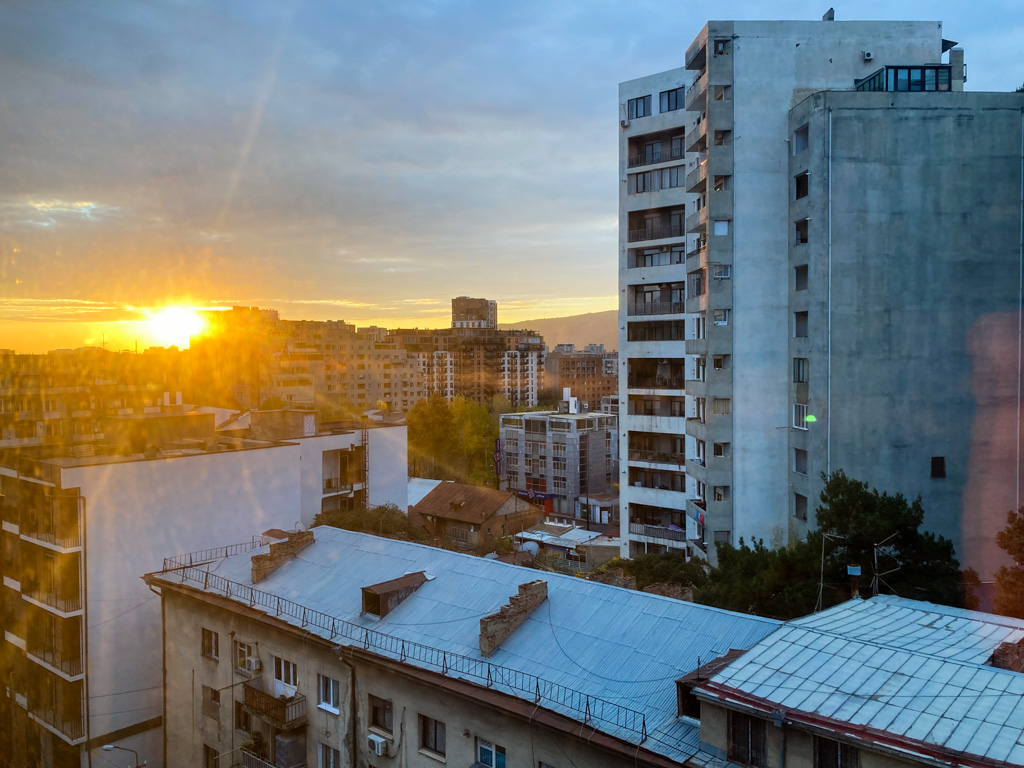 Sunrise in Tbilisi from the apartment